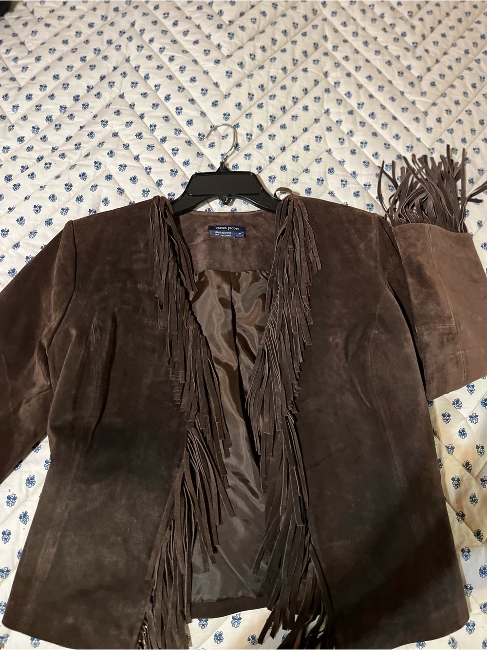 Boston Proper Brown Suede Fringe Jacket